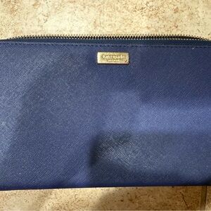 Kate Spade Navy Blue Pouch with Gold Accents